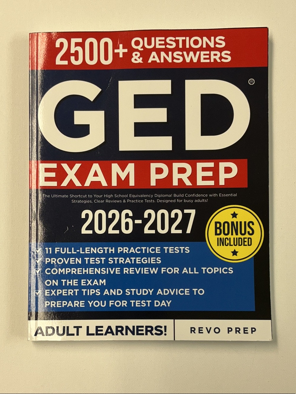 GED Exam Prep 2026-2027 Study Guide - Red, Blue, Black
